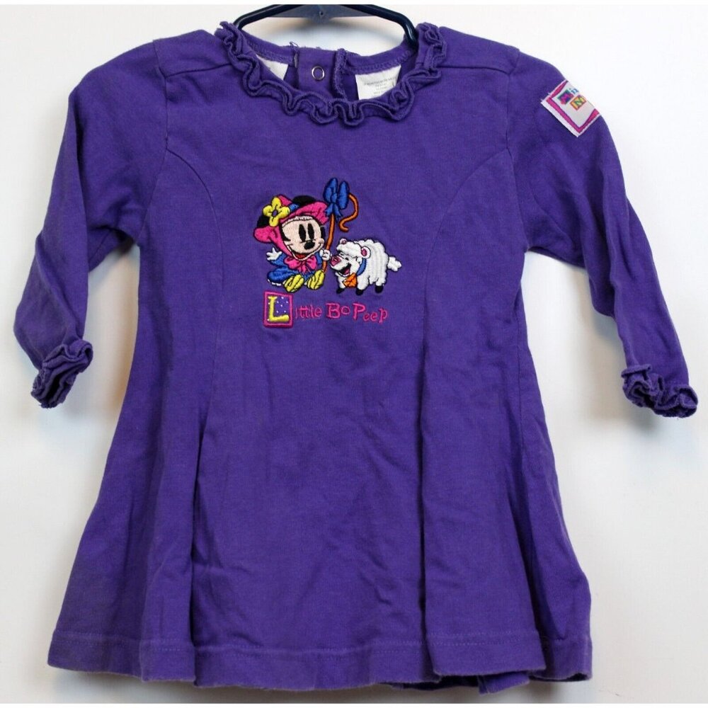 VTG 90s Disney Dress Baby 18 Months Minnie Mouse Nursery Rhymes Little Bo Peep